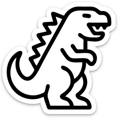 Godzilla simple bold icon black outline no fill minimal details sticker
