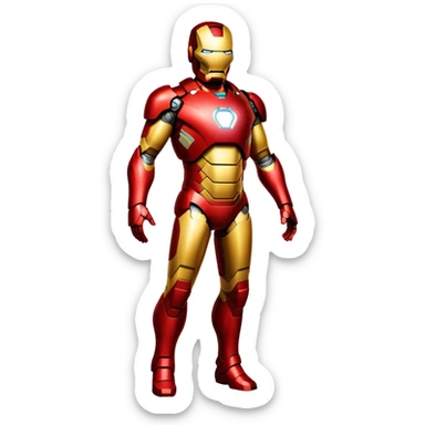 Iron Man superhero with a pregnant belly, red and gold metal suit sticker