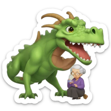 Dragon farting in an old lady sticker