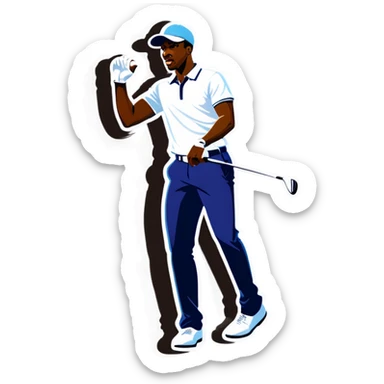 Cool looking black man hitting a golf ball sticker