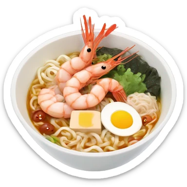 shrimp ramen bowl with pork and fishcake sticker