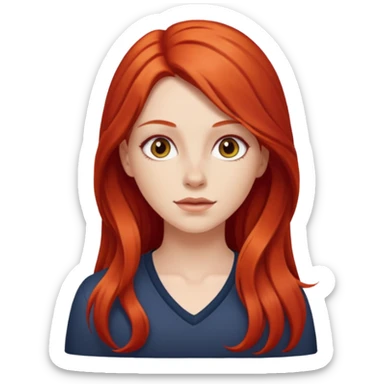 white girl with long red hair sticker