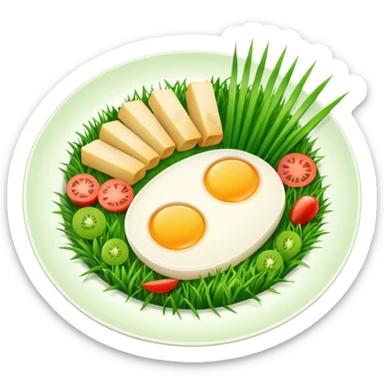 food and grass sticker