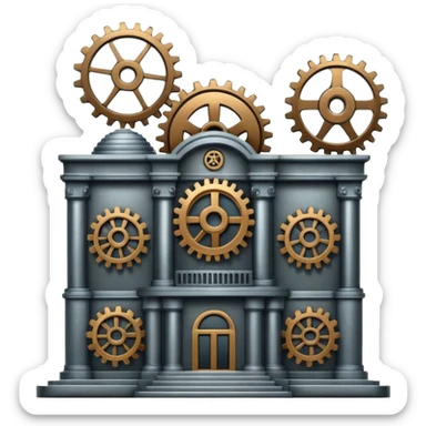 Bank with cogs sticker