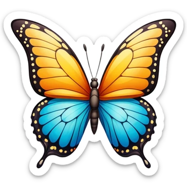 butterfly with the right wing cracked and bent sticker