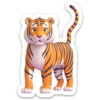a tall, kind tiger, warm and gentle demeanor sticker