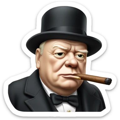 winston chuchill smoking cigar sticker