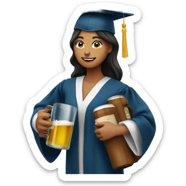 mujer graduandose con birrete sticker