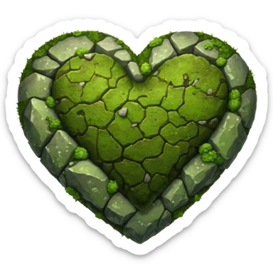 Rock with moss in the shape of a heart sticker