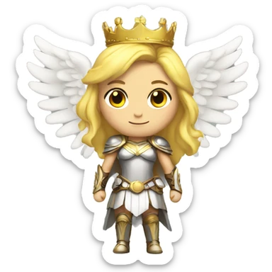 Blond Valkyrie full body with crown with wings sticker