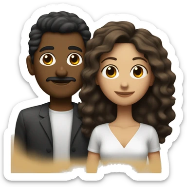 Un chico moreno con pelo negro y una chica blanca con pelo castaño sticker