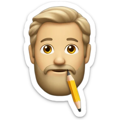 a man with a beard and a pencil behind his ear sticker