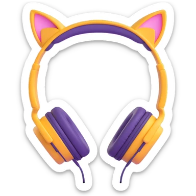 cat ear headphones, pastel goth colors, 3D emoji style sticker