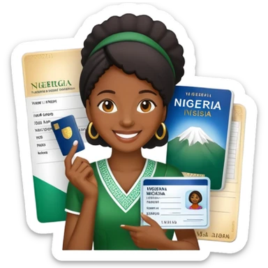 Nigeria, travel visa, with black woman photo on it. sticker