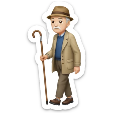 IDOSO COM BENGALA ANDANDO TRISTE sticker