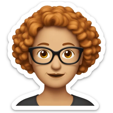 femme 70 ans cheveux bouclés courts roux avec des lunettes  sticker