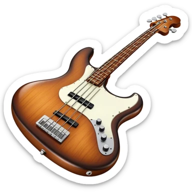 Cinematic Realistic Bass, deep polished wood with rich grain, thick taut strings stretching across its curved body, subtle warm lighting emphasizing its form, glowing with depth and powerful musical resonance. sticker