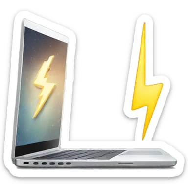a laptop with a lightning bolt sticker