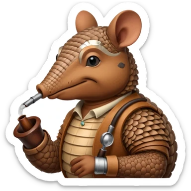 Armadillo smoking a pipe sticker