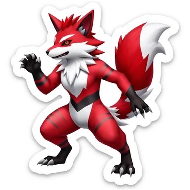 Shiny Red Anthro furry Zangoose-Obstagoon-Hybrid (full body) sticker
