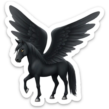black horse with wings and  long tail sticker