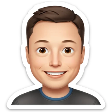 Elon Musk as an emoji, smiling, short hair, no text sticker