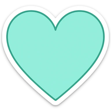 heart with a vibrant mint color, digital illustration sticker