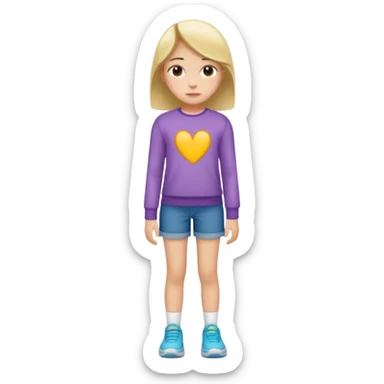 11 year old girl wearing ill fitting mid matched clothes sticker