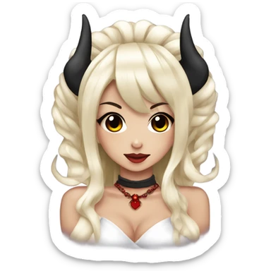 hime gyaru oni girl, red skin, black hair sticker