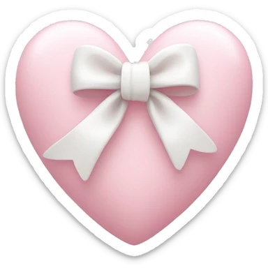 Pastel pink heart with white bow sticker