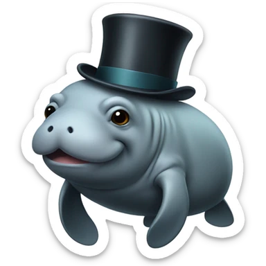 Manatee wearing a top hat sticker