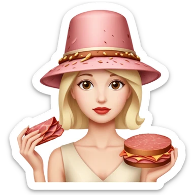 paris woman in fancy hat made of SPAM MEAT sticker