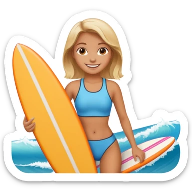 Girl with surfing board  sticker