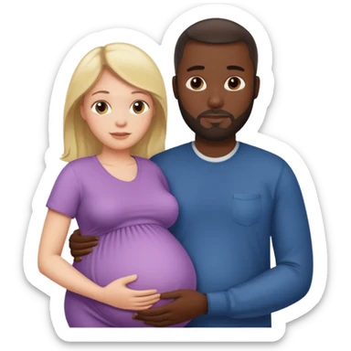 White pregnant mother and black father sticker
