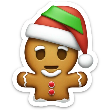 One gingerbread with santa hat sticker