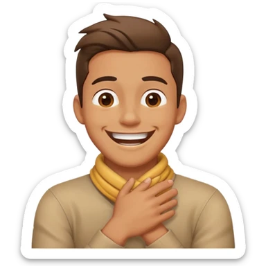 guy crossing hands around neck laughing sticker