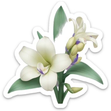 yucca with iris flower and magnolia flower sticker