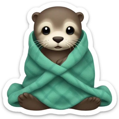 otter cozy in blanket sticker