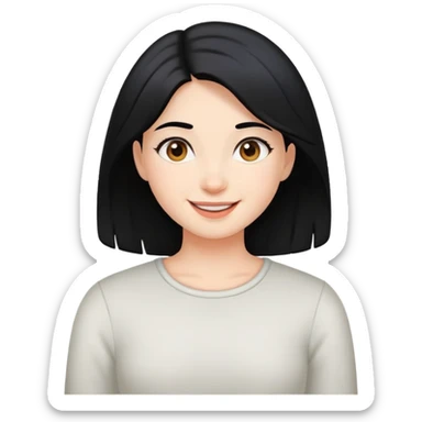 happy girl with black hair sticker