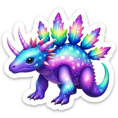 Shiny Exotic Cute Nebulae Sparkly Meganium-Aurorus-Amaura-Hybrid-Creature with pattern-markings sticker