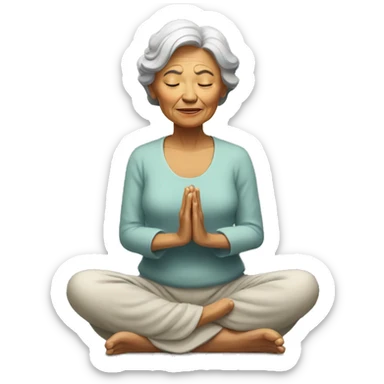 meditating elder lady sticker