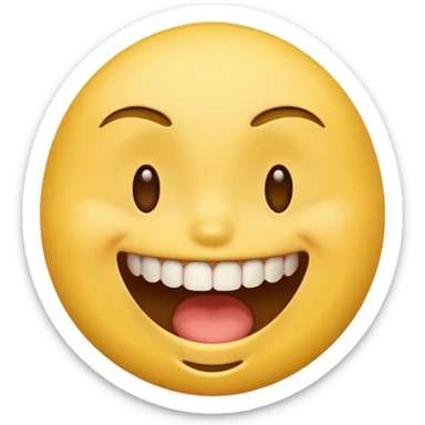 Default yellow head emoji squinting with open mouth and top teeth showing sticker