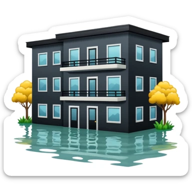 an apartment complex in flood sticker