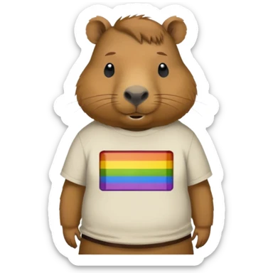 Capybara wearing a shirt that says GAY sticker