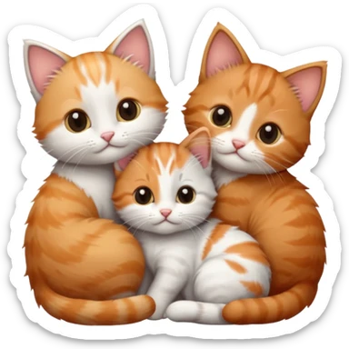 6 tiny kittens cuddling together all different colours, the first one is grey and white, the second is ginger and white and the third is brown tabby and white sticker