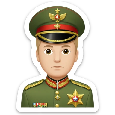 Generate a photorealistic Russian general in a green general's uniform. maximum quality and realism sticker