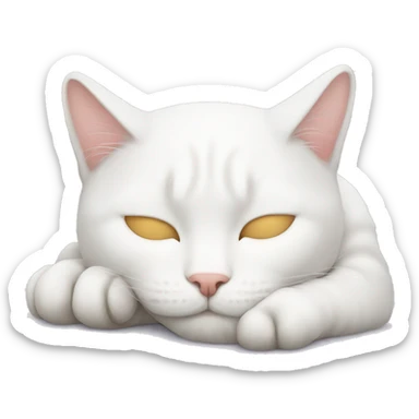 white cat sleeping sticker