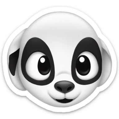 An elephant, in black and white, with the image of a panda sticker