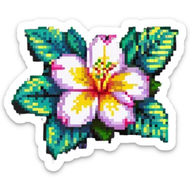 plumeria flower with tropical vibe, pixel art sticker