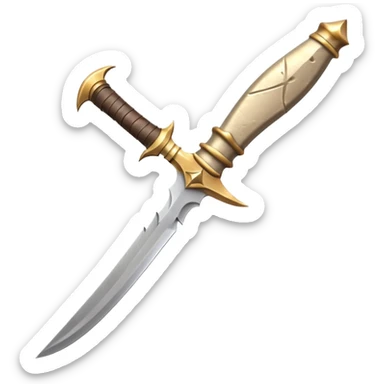 desert dagger object icon, curved blade, sandy steel texture, leather wrapped handle, subtle gold accents, fantasy desert weapon, 3D cartoon, mobile game icon style, centered, clean background, soft shadow, no text, no watermark
 sticker